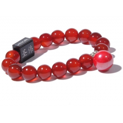 SUNHOO 10mm Red Agate Beads Wrist Mala Bracelet for gift